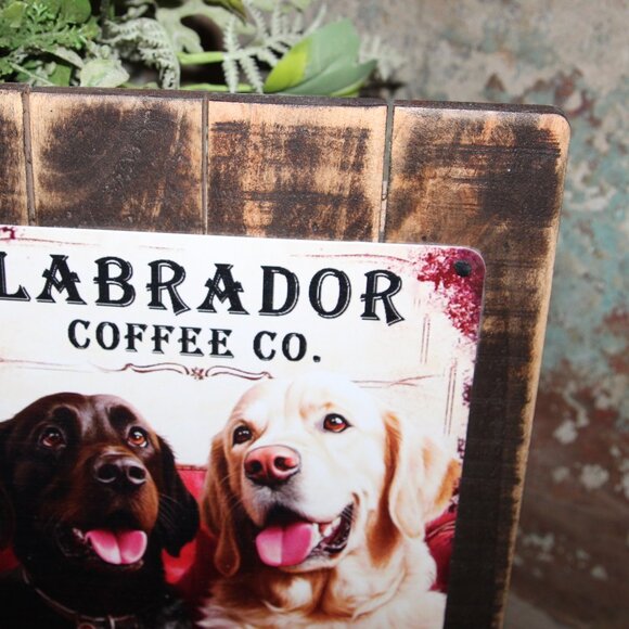 NEW Rustic Labrador Coffee Co. Wood & Metal Farmhouse Wall Decor Sign - Picture 4 of 4